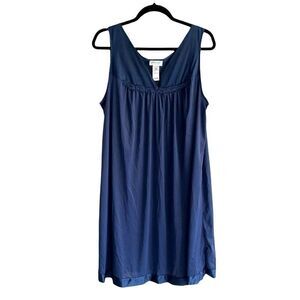 VANITY FAIR Blue Short Nightdress Sleepwear Chemise Nightgown Blue L